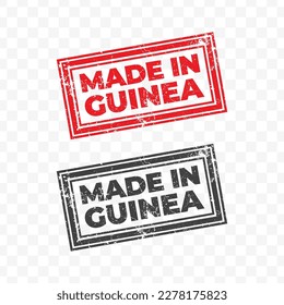 Vector illustration of Made In Guinea. Red grunge stamp on transparent background(PNG).