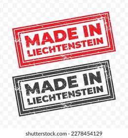 Vector illustration of Made In Liechtenstein. Red grunge stamp on transparent background(PNG).