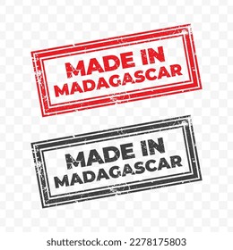 Vector illustration of Made In Madagascar. Red grunge stamp on transparent background(PNG).