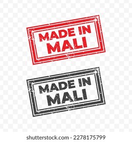 Vector illustration of Made In Mali. Red grunge stamp on transparent background(PNG).