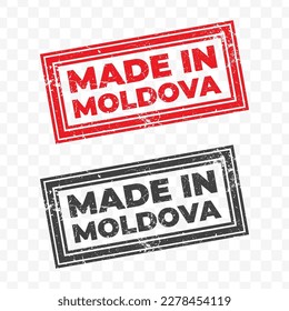 Vector illustration of Made In Moldova. Red grunge stamp on transparent background(PNG).