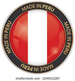 ilustración vectorial de la bandera hecha en el Perú con bandera nacional