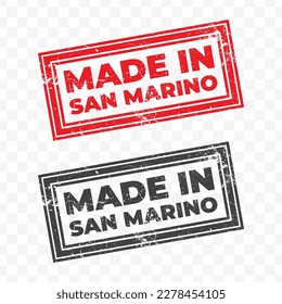 Vector illustration of Made In San Marino. Red grunge stamp on transparent background(PNG).