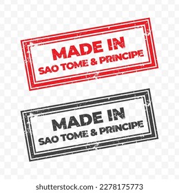 Vector illustration of Made In Sao Tome and Principe. Red grunge stamp on transparent background(PNG).