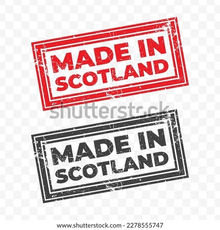 Vector illustration of Made In Scotland . Red grunge stamp on transparent background(PNG).