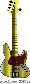 The vector illustration I made is in the shape of a bass guitar in yellow and very simple.