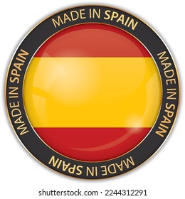 vector illustration of made in Spain banner with national flag