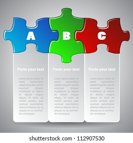 Vector illustration made from three colorful puzzle pieces