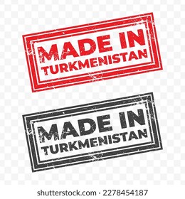 Vector illustration of Made In Turkmenistan. Red grunge stamp on transparent background(PNG).