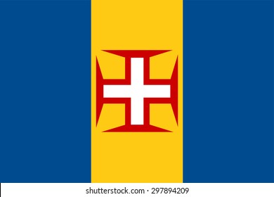 Vector illustration of madeira flag. Rectangular national flag of  madeira. Madeirian flag