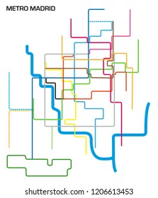 Vector illustration of the Madrid metro map