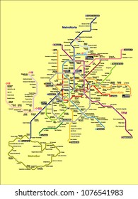 Vector illustration of the Madrid Subway Map