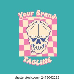 Vector illustration of mafia skull with flat cap