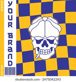 Ilustración vectorial de calavera de mafia con gorra plana