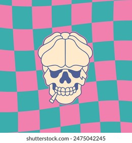 Vector illustration of mafia skull with flat cap