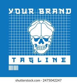 Vector illustration of mafia skull with flat cap
