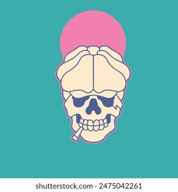 Vector illustration of mafia skull with flat cap