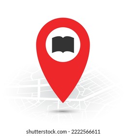 Vector illustration of Magazine location. Simple icon in red color on White background.