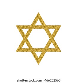 Vector illustration of Magen David with golden glitter. Star of David isolated on a white background