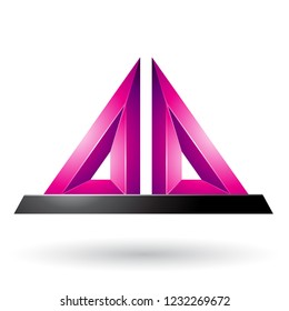 Vector Illustration of Magenta 3d Pyramidical Embossed Shape isolated on a White Background