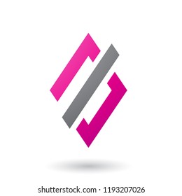 Vector Illustration of Magenta Abstract Diamond and Rectangle Shape isolated on a White Background