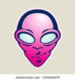 Vector Illustration of Magenta Alien Head Cartoon Icon isolated on a White Background