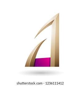 Vector Illustration of Magenta and Beige Arrow Shaped Letter A isolated on a White Background