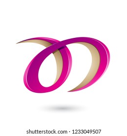 Vector Illustration of Magenta and Beige Curvy Letter A and D isolated on a White Background