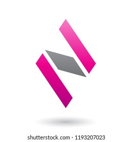Vector Illustration of Magenta and Black Diamond Shaped Letter N isolated on a White Background
