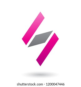 Vector Illustration of Magenta and Black Diamond Shaped Letter S isolated on a White Background