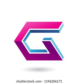Vector Illustration of Magenta and Blue 3d Angled Icon for Letter G isolated on a White Background