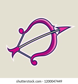 Vector Illustration of Magenta Bow and Arrow Cartoon Icon isolated on a White Background