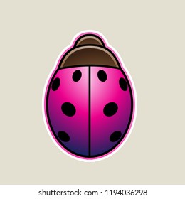 Vector Illustration of Magenta Cartoon Ladybug Icon isolated on a White Background