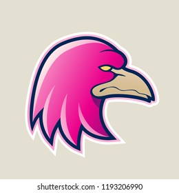 Ilustración vectorial del icono de la cabeza del águila magenta aislado en un fondo blanco