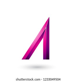 Vector Illustration of Magenta Geometrical Glossy Letter A isolated on a White Background