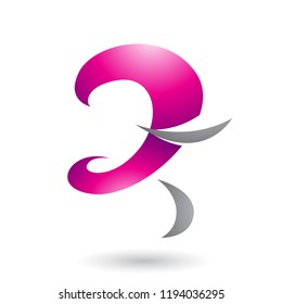 Vector Illustration of Magenta Glossy Curvy Fun Letter Z isolated on a White Background