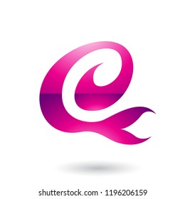 Vector Illustration of Magenta Glossy Curvy Fun Letter E isolated on a White Background