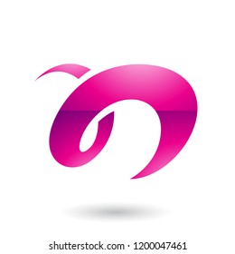Vector Illustration of Magenta Glossy Curvy Fun Letter N isolated on a White Background