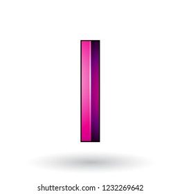 Ilustración vectorial de la letra I con relieve magenta con un golpe oscuro aislado en un fondo blanco