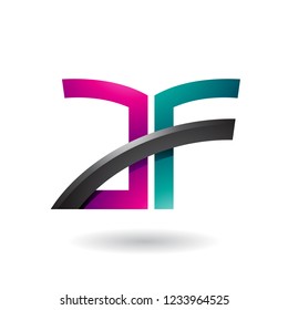 Vector Illustration of Magenta and Green Dual Letter Icon of A and F isolated on a White Background