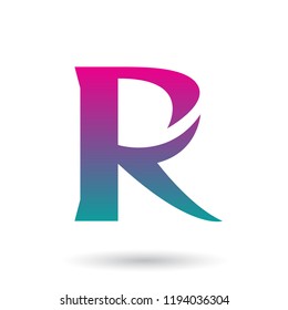 Vector Illustration of Magenta and Green Gradient R with a Spiky Tail isolated on a White Background