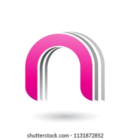 Vector Illustration of a Magenta Layered Icon for Letter N isolated on a White Background