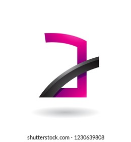 Vector Illustration of Magenta Letter A with Black Glossy Stick isolated on a White Background