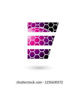 Vector Illustration of Magenta Letter E with Honeycomb Pattern isolated on a White Background