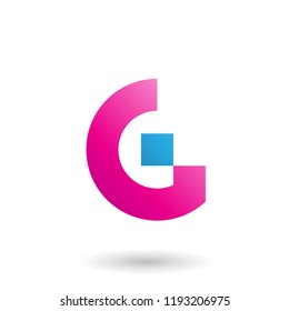 Vector Illustration of Magenta Letter G with Rectangular Shapes isolated on a White Background