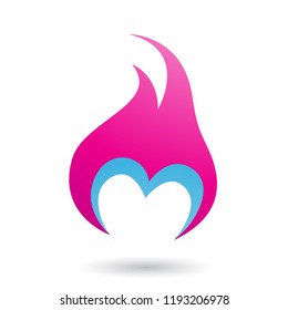 Vector Illustration of Magenta Letter M Shaped Fire Icon isolated on a White Background