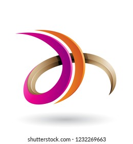 Vector Illustration of Magenta and Orange 3d Curly Letter D and H isolated on a White Background