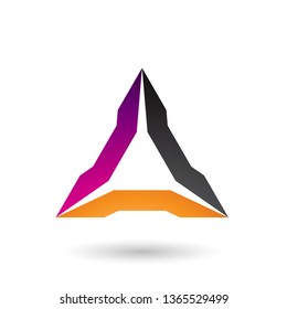 Vector Illustration of Magenta Orange and Black Spiked Triangle isolated on a white background