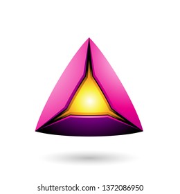 Vector Illustration of Magenta Pyramid with a Glowing Core isolated on a white background