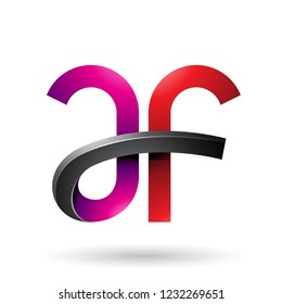 Vector Illustration of Magenta and Red Bold Curvy Letters A and F isolated on a White Background